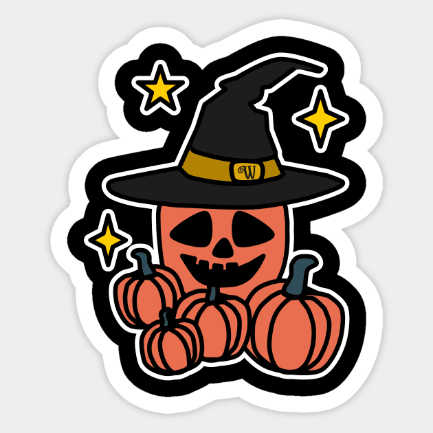 Spooky Halloween Pumpkin in a Witches Hat Sticker by Nice Surprise